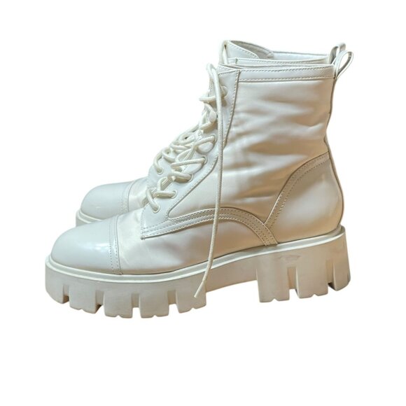 Nine West Womens White Chunky Lace-Up Combat Boots Size 9M - Picture 10 of 15